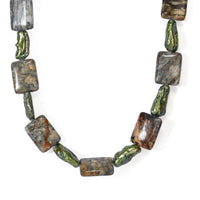 EverTrue Green Pearl (D) and Moss Agate 174.00 ctw Necklace (18-19 Inches) in Platinum Bond