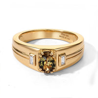 D''Joy Premium Golden Tanzanite and Moissanite 1.15 ctw Men''s Ring in 18K Vermeil Yellow Gold Over Sterling Silver (Size 10.0)
