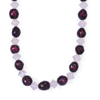 EverTrue Magenta Pearl (D) and Galilea Rose Quartz 85.00 ctw Necklace (18-19 Inches) in Platinum Bond