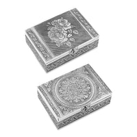 "Horse Embossed Aluminium Oxidized Set of x Nesting Storage Boxes Size : 7.8x5.3x2.75 inch 6.5x4x1.5 inch"