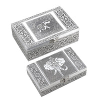 "Horse Embossed Aluminium Oxidized Set of x Nesting Storage Boxes Size : 7.8x5.3x2.75 inch 6.5x4x1.5 inch"