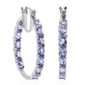 Tanzanite Hoop Earrings in Platinum Over Sterling Silver 3.85 ctw - Sticky add to cart bar