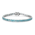 Asscher Cut Madagascar Paraiba Apatite Tennis Bracelet in Platinum Over Sterling Silver (8.00 In) 12.60 Grams 12.75 ctw - Sticky add to cart bar