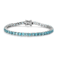 Asscher Cut Madagascar Paraiba Apatite Tennis Bracelet in Platinum Over Sterling Silver (8.00 In) 12.60 Grams 12.75 ctw