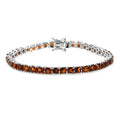 Brazilian Cherry Citrine Tennis Bracelet in Platinum Over Sterling Silver (6.50 In) 10.20 Grams 10.60 ctw - Sticky add to cart bar