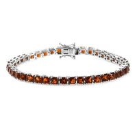 Brazilian Cherry Citrine Tennis Bracelet in Platinum Over Sterling Silver (6.50 In) 10.20 Grams 10.60 ctw