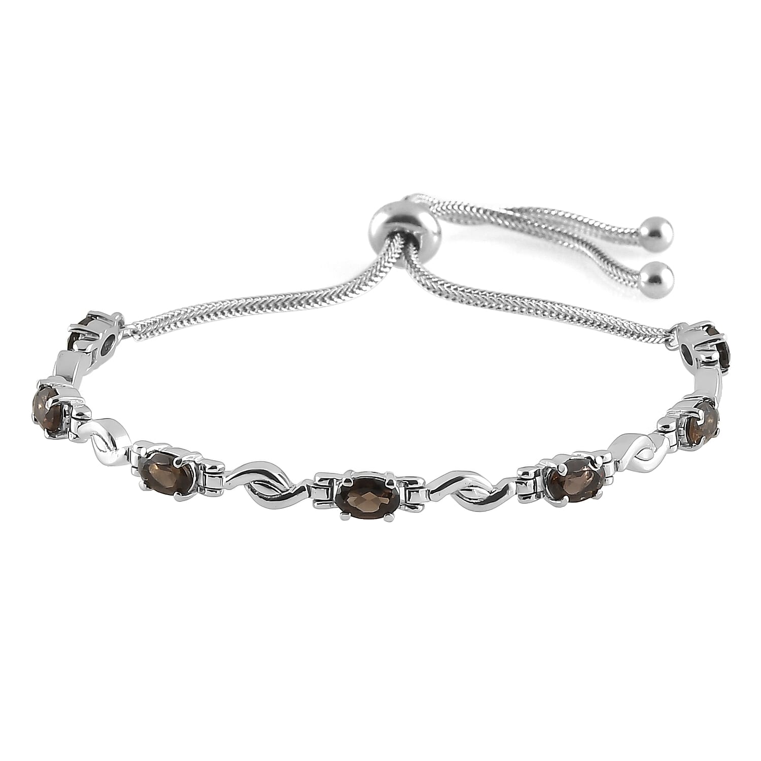 Brazilian Smoky Quartz Bolo Bracelet in Stainless Steel 2.75 ctw