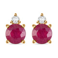 Certified & Appraised Luxoro 10K Yellow Gold AAA Niassa Ruby (FF) and G-H I2 Diamond Stud Earrings 2.60 ctw - Sticky add to cart bar