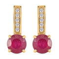 Certified & Appraised Luxoro 10K Yellow Gold AAA Niassa Ruby (FF) and G-H I2 Diamond Earrings 2.60 ctw - Sticky add to cart bar