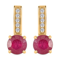 Certified & Appraised Luxoro 10K Yellow Gold AAA Niassa Ruby (FF) and G-H I2 Diamond Earrings 2.60 ctw
