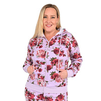 TLV LIT26 Black Vintage Rose Fleece Zip-up Hoodie - 1X