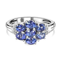 Tanzanite 1.47 ctw Ring in Platinum Over Sterling Silver (Size 10)