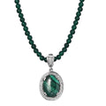 African Malachite Pendant with Green Quartzite Beaded Necklace 20 Inches in Stainless Steel 90.85 ctw - Sticky add to cart bar