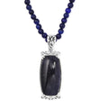 KARIS Blue Aventurine Pendant with Blue Quartzite Beaded Necklace 20 Inches in Platinum Bond 87.75 ctw - Sticky add to cart bar