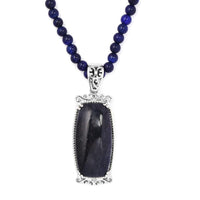 KARIS Blue Aventurine Pendant with Blue Quartzite Beaded Necklace 20 Inches in Platinum Bond 87.75 ctw