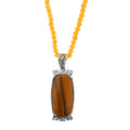 Karis Tiger's Eye Pendant with Yellow Quartzite Beaded Necklace 20 Inches in Platinum Bond 55.25 ctw - Sticky add to cart bar