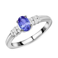 Tanzanite and White Zircon 0.60 ctw Ring in Platinum Over Sterling Silver (Size 10.0)