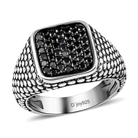 Natural Champagne Diamond Men's Ring in Vermeil Rose Gold Over Sterling Silver 1.00 ctw