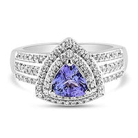 Tanzanite and White Zircon 1.42 ctw Ring in Platinum Over Sterling Silver (Size 6.5)