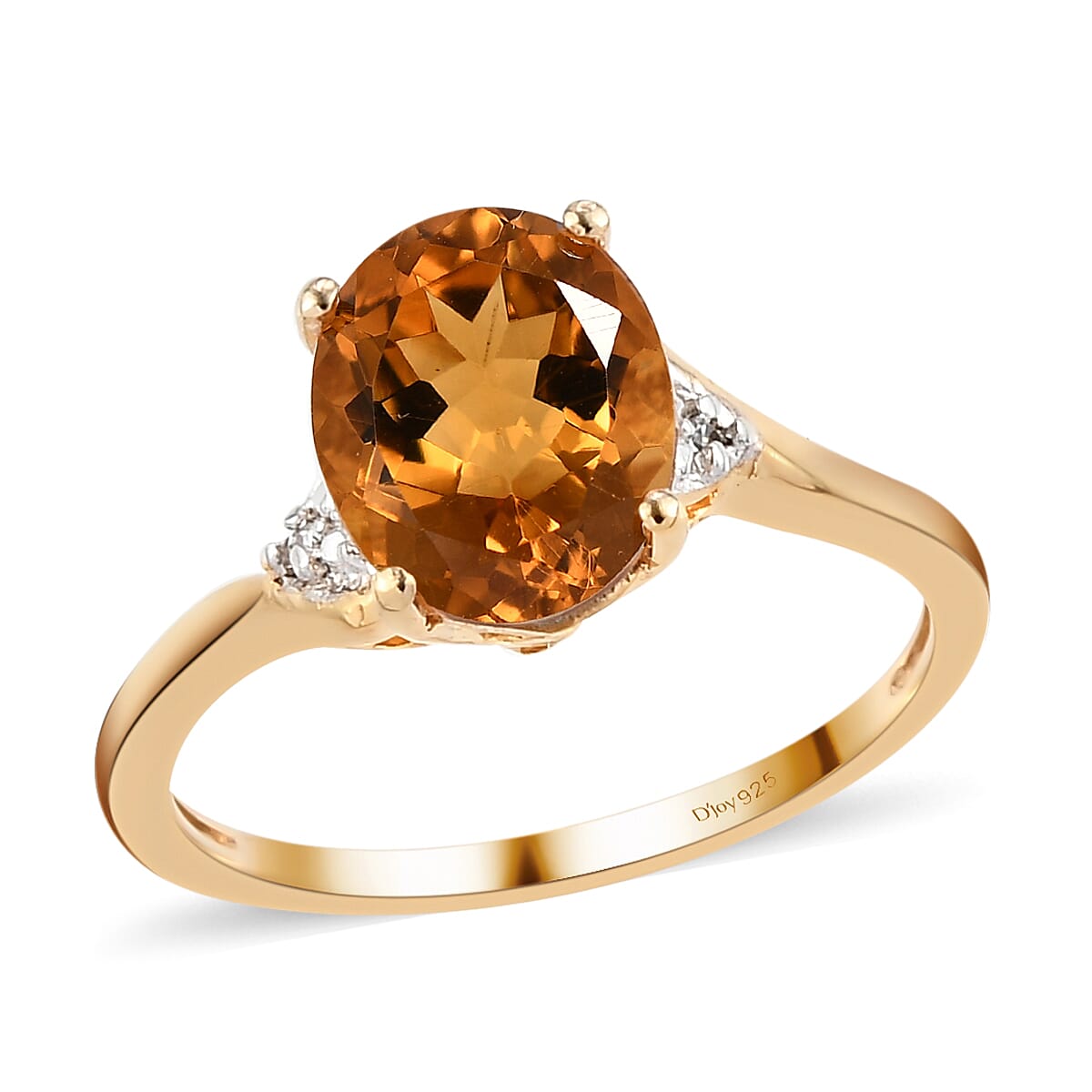 Santa Ana Madeira Citrine and Natural White Zircon Ring in 14K Yellow Gold Over Sterling Silver (Size 6.0) 1.65 ctw (1)