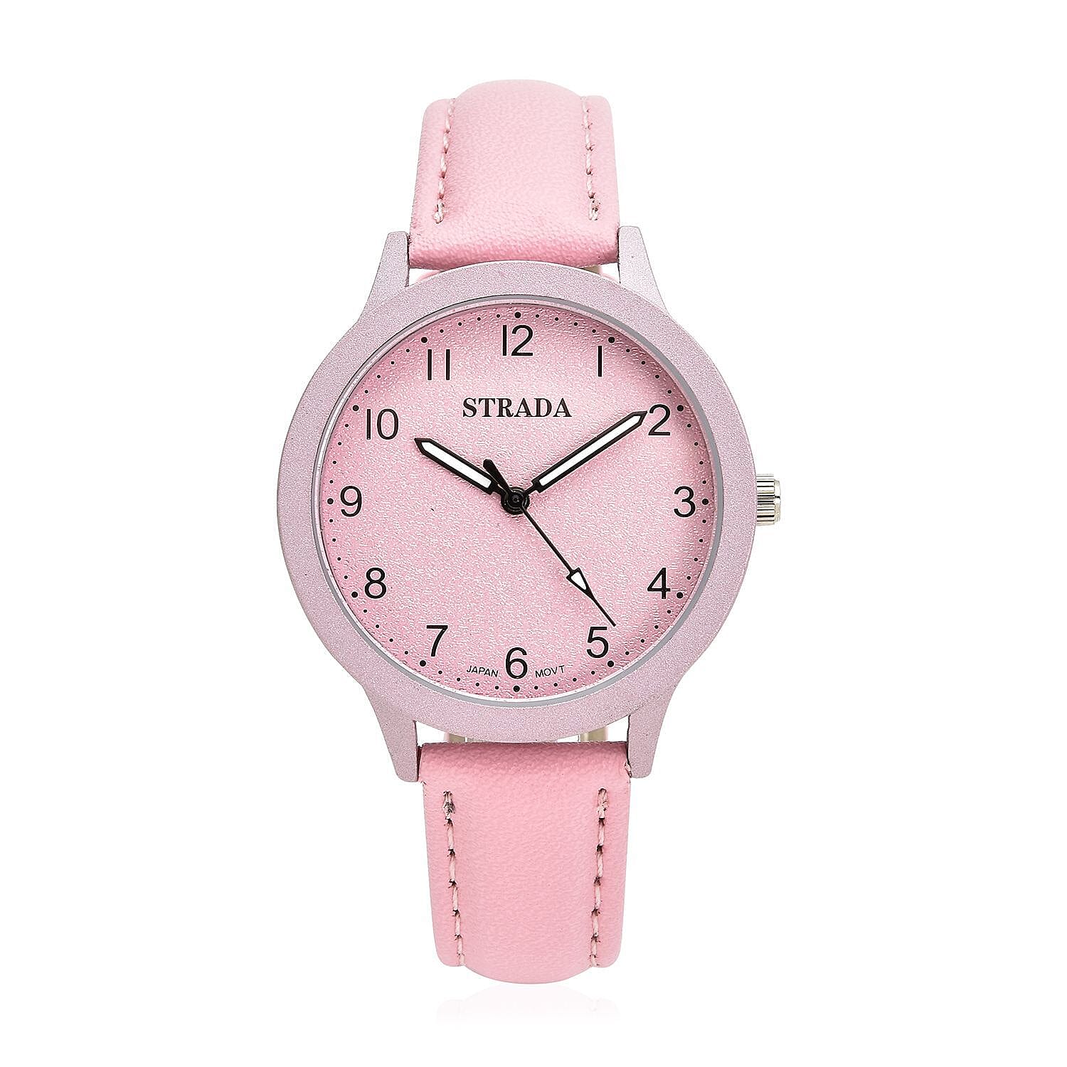 STRADA Japanese Movement Watch with Pink Faux Leather Strap (36mm)