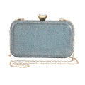 Silver Color Iron and Crystal Clutch Bag (7.87"x1.57"x4.72") with Chain Strap - Sticky add to cart bar