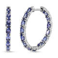 Tanzanite Hoop Earrings in Platinum Over Sterling Silver - Sticky add to cart bar