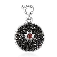 KARIS Mozambique Garnet and Natural Thai Black Spinel Star Charm in Platinum Bond 1.15 ctw