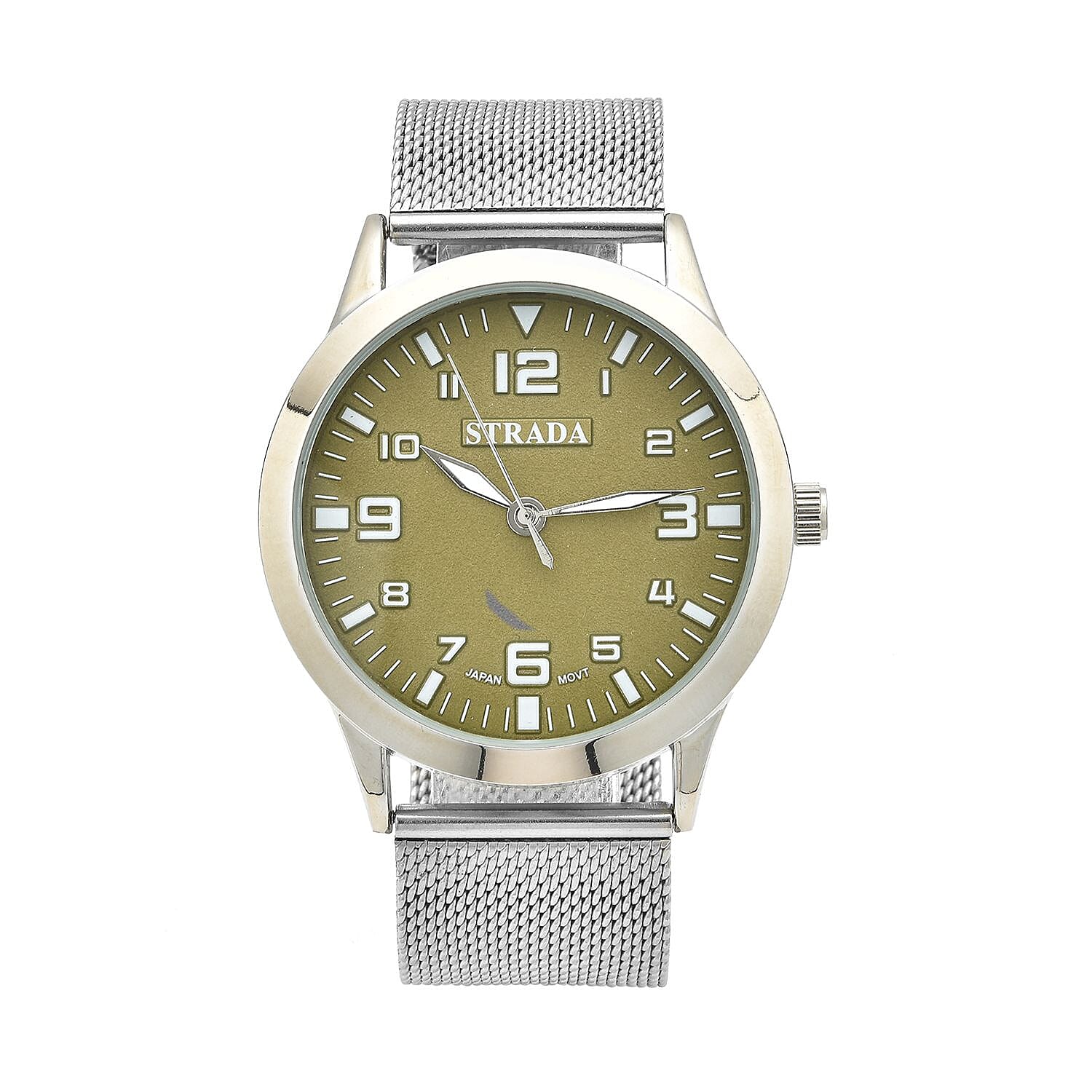 Strada Japanese Movement Navy Blue Corrosion Watch with Stainless Steel Mesh Strap (42mm) (7.25-8.25Inches)