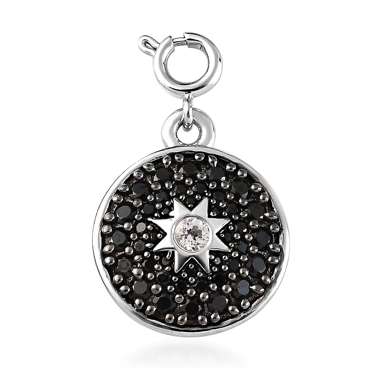 KARIS Mozambique Garnet and Natural Thai Black Spinel Star Charm in Platinum Bond 1.15 ctw