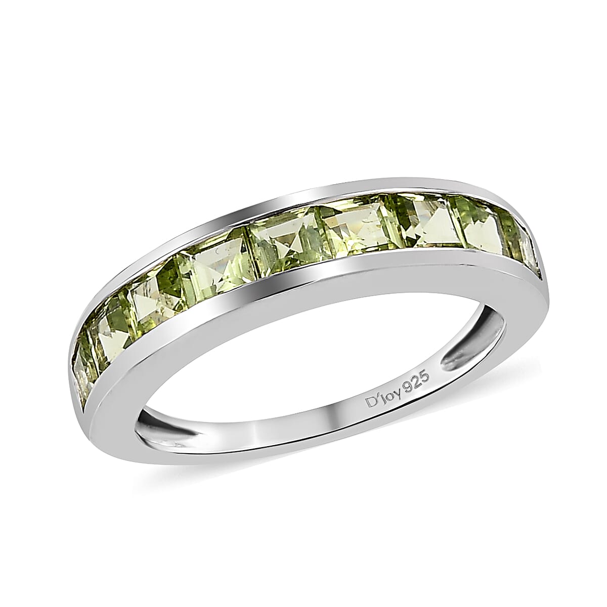Arizona Peridot Half Eternity Band Ring in Platinum Over Sterling Silver (Size 9.0) 1.50 ctw (1)