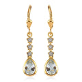 Espirito Santo Aquamarine and White Zircon Dangle Earrings in Vermeil Yellow Gold Over Sterling Silver 1.60 ctw - Sticky add to cart bar