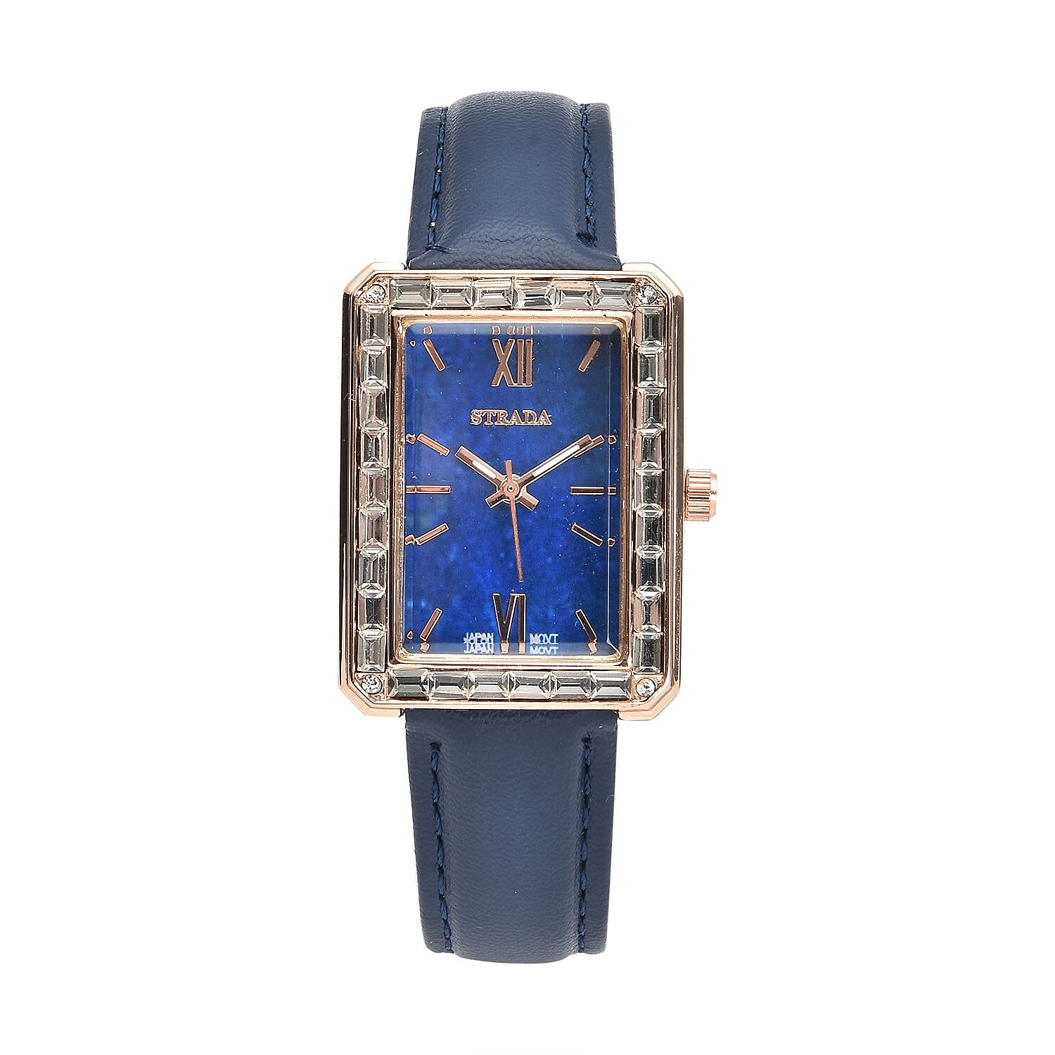 Strada Austrian Crystal Japanese Movement Simulated Malachite Dial Wat