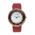 Strada Japanese Movement Simulated MOP Carved Dial Watch With Black Faux Leather (39.8mm) - Sticky add to cart bar