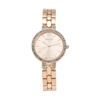 STRADA Austrian Crystal Japanese Movement Light Rose Gold Dial Watch in Rosetone (30.20mm) (6.0-7.25 Inch)