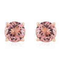 Certified and Appraised Luxoro 10K Rose Gold AAA Blush Tourmaline Solitaire Stud Earrings 2.00 ctw