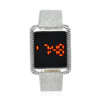 STRADA Electronic Movement Digital Watch with Silver Color Faux Leather & Stardust Strap (34mm) (6.75-8.50 Inch)