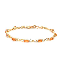 Salamanca Fire Opal and Natural White Zircon Fancy Bracelet in Vermeil Yellow Gold Over Sterling Silver (8.00 In) 1.75 ctw