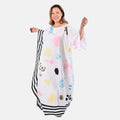 TAMSY White Floral Asymmetrical Kaftan - One Size Fits Most - Sticky add to cart bar