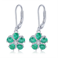 AAA Kagem Zambian Emerald and White Zircon 1.57 ctw Earrings in Rhodium Over Sterling Silver