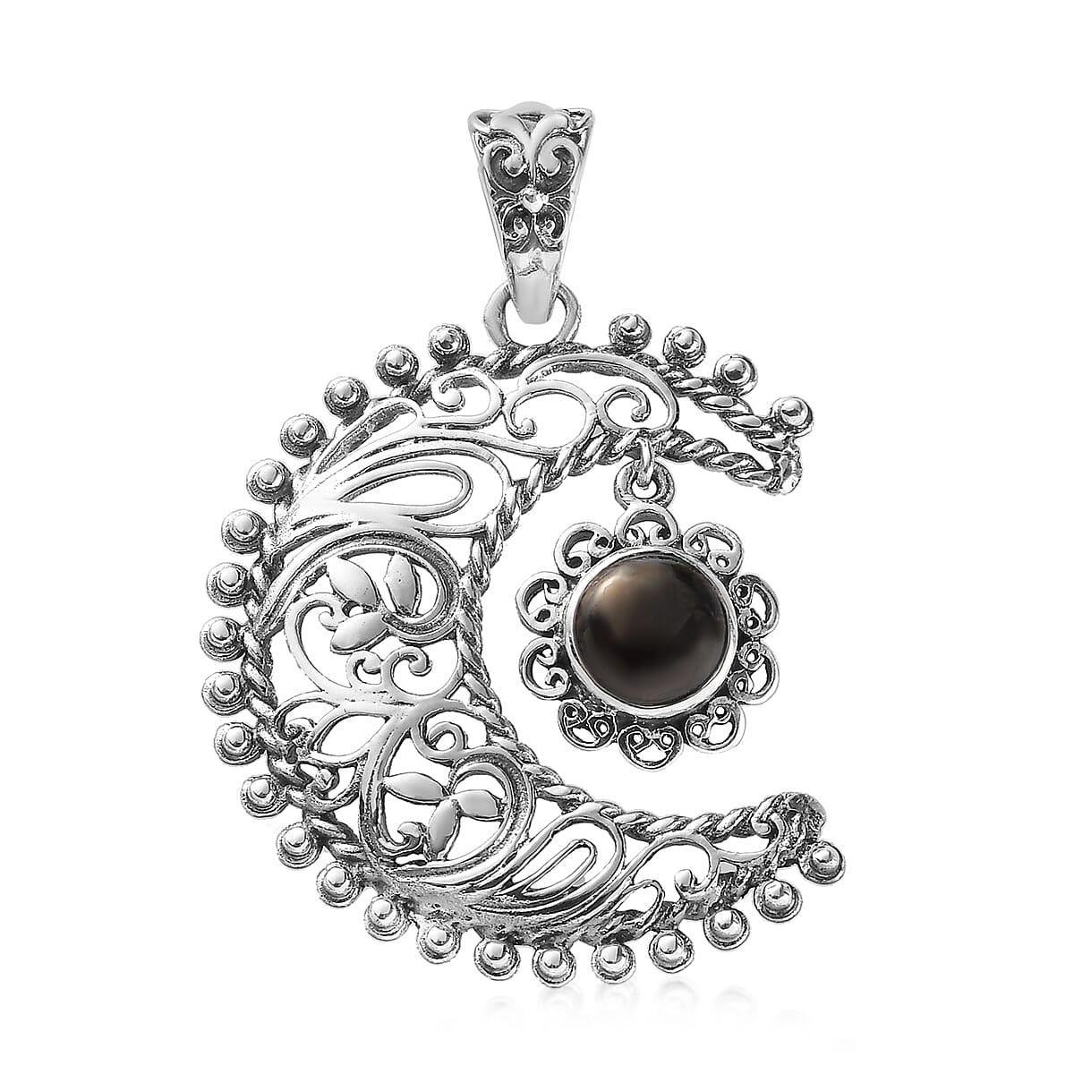 Kuisa Rainbow Moonstone Celestial Pendant in Sterling Silver 1.70 ctw (1)