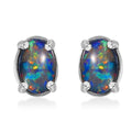 Boulder Opal Triplet 0.80 ctw Solitaire Stud Earrings in Platinum Over Sterling Silver - Sticky add to cart bar