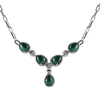 African Malachite 10.20 ctw Necklace in Silvertone and Stainless Steel 18 Inches