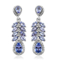 Tanzanite and White Zircon Dangling Earrings in Platinum Over Sterling Silver 2.90 ctw - Sticky add to cart bar