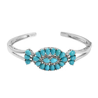 Sleeping Beauty Turquoise Cuff Bracelet in Platinum Over Sterling Silver 17.25 Grams 8.65 ctw