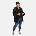 Black Kimono with Lace Trim -One Size Fits Most - Sticky add to cart bar