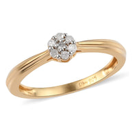 Diamond Floral Ring in 14K Yellow Gold Over Sterling Silver (Size 10.0) 0.10 ctw