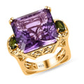 Rose De France Amethyst, Natural Chrome Diopside Ring in Vermeil YG Over Sterling Silver (Size 10.0) (8.55 g) 26.75 ctw - Sticky add to cart bar