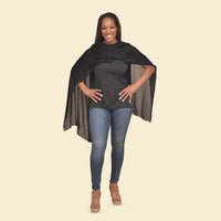 TAMSY Black 100% Cashmere Wool Scarf (28"x78")