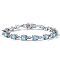 Premium Cambodian Blue Zircon, Luxuriant Lab Grown Blue Diamond (IR) (SI) (0.65 cts) Bracelet in Rhodium Over Sterling Silver (6.50 In) 15.85 ctw